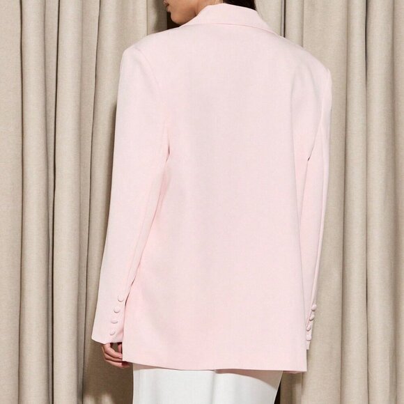 Pink Elegant Women's Oversized Single Breasted Blazer - Picture 2 of 6